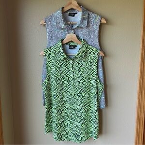 Sunday Swagger Sleeveless Golf Polos Women’s L Lot of 2 Ripple Poppy Pickleball